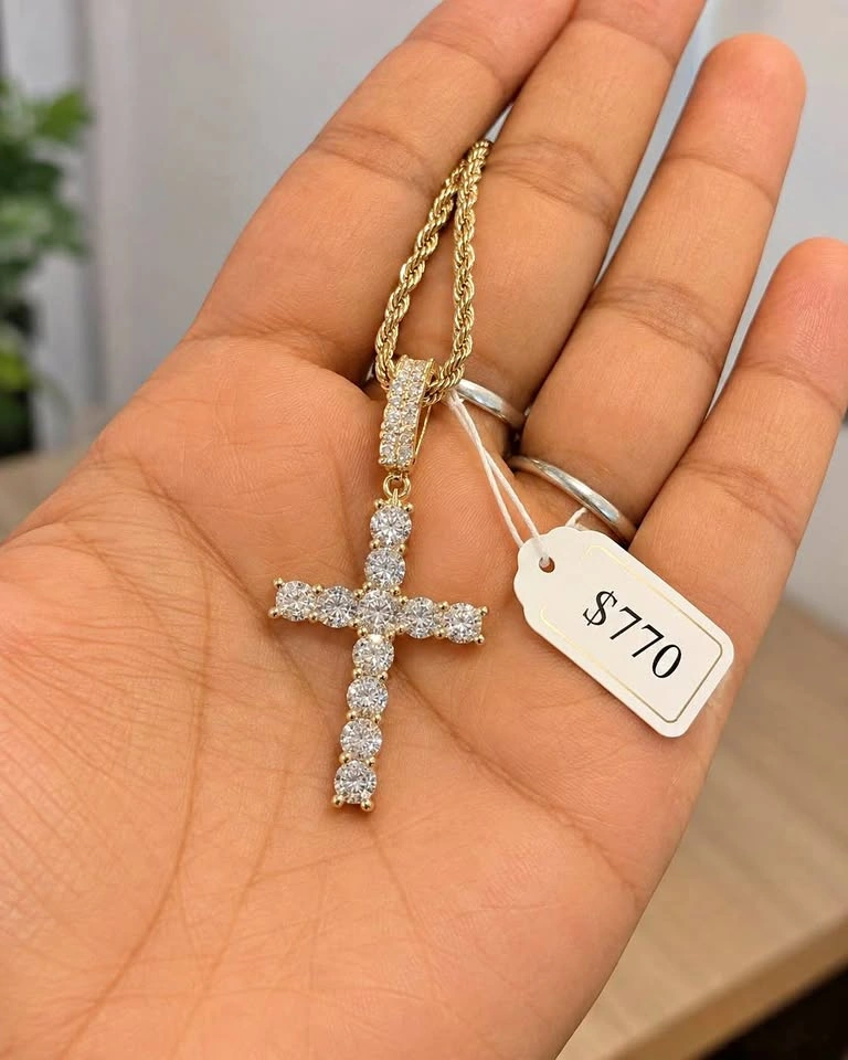 Brand new lab-grown diamond Jesus cross 6.2 cttw