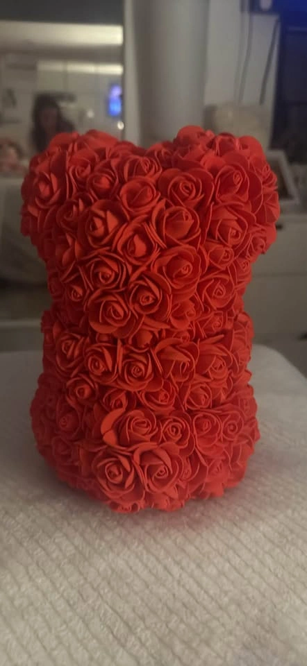 Red Rose Bear with Rhinestone Brooch - photo 2