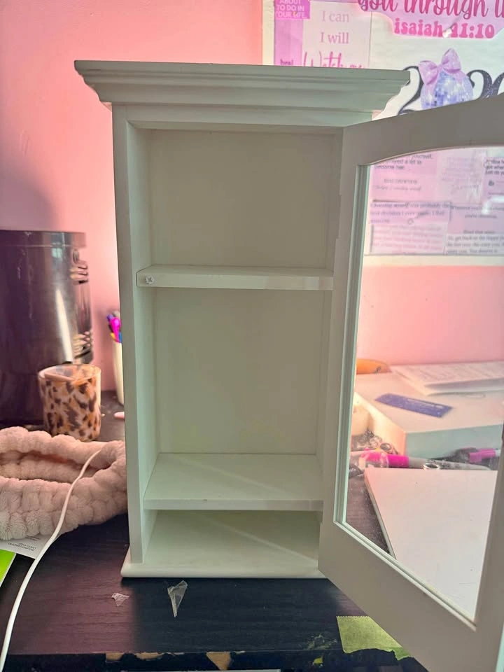 Small White wood cabinet glass door