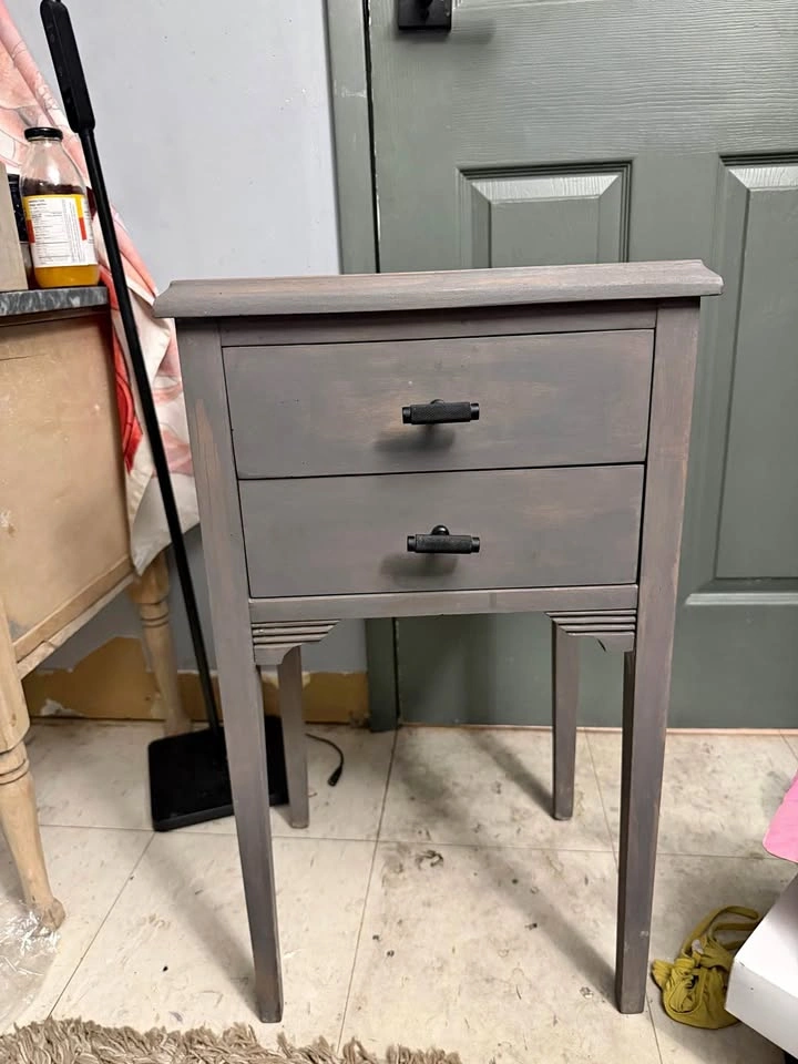 Grey Two-Drawer Side Table