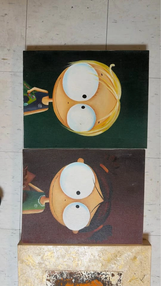 Mid-Century Pop Art Painting - Balinese "Big Eye" Style (Blonde) - photo 3