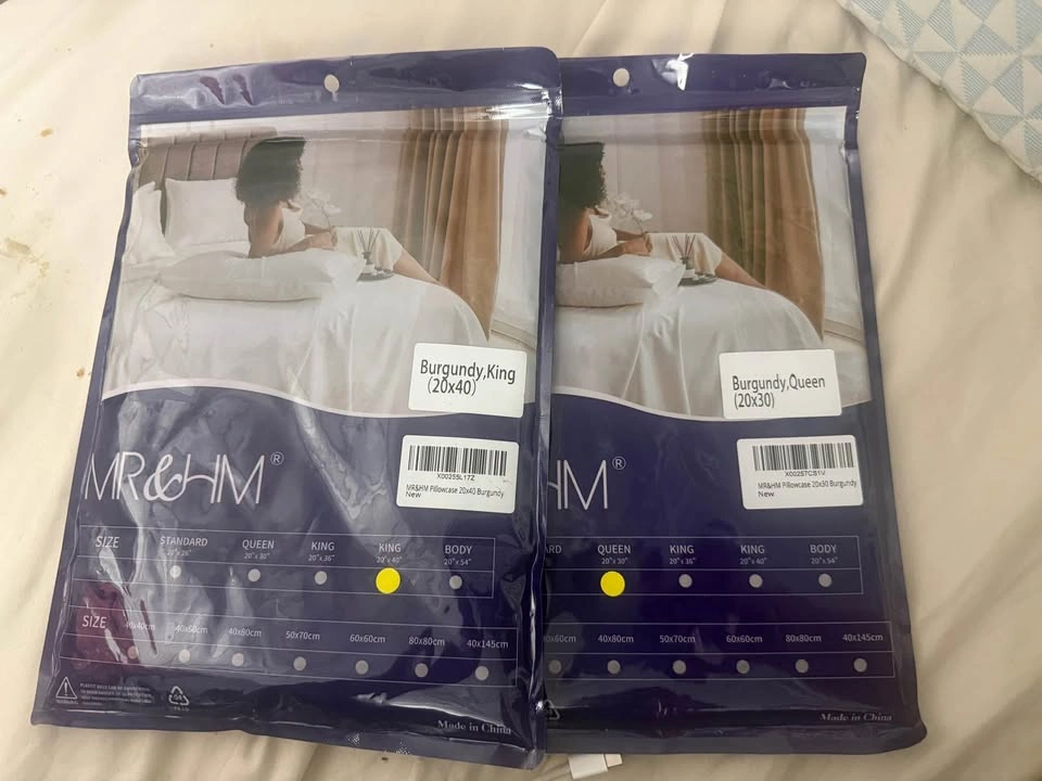 Burgundy Satin Pillowcase Sets- King, Queen - photo 2