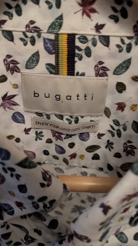 Bugatti Men's Floral Leaf Print Shirt Size L - photo 2