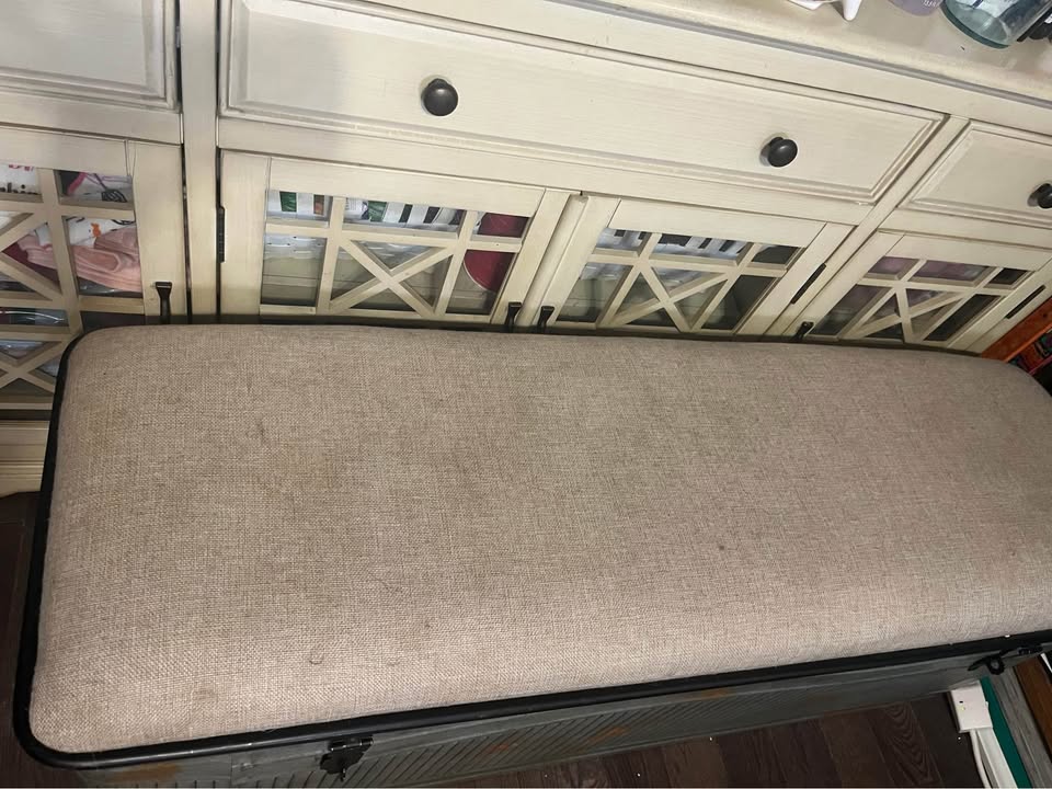 Metal Storage Bench With Burlap Seat - photo 4