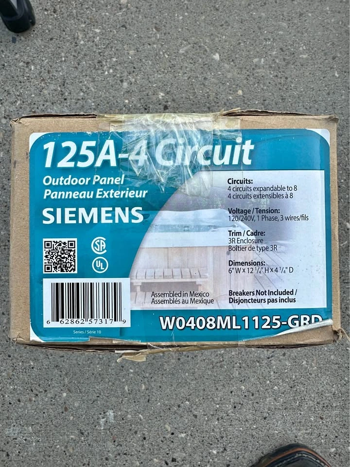 Siemens 125A-4 Circuit Outdoor Panel W0408ML1125-GRD