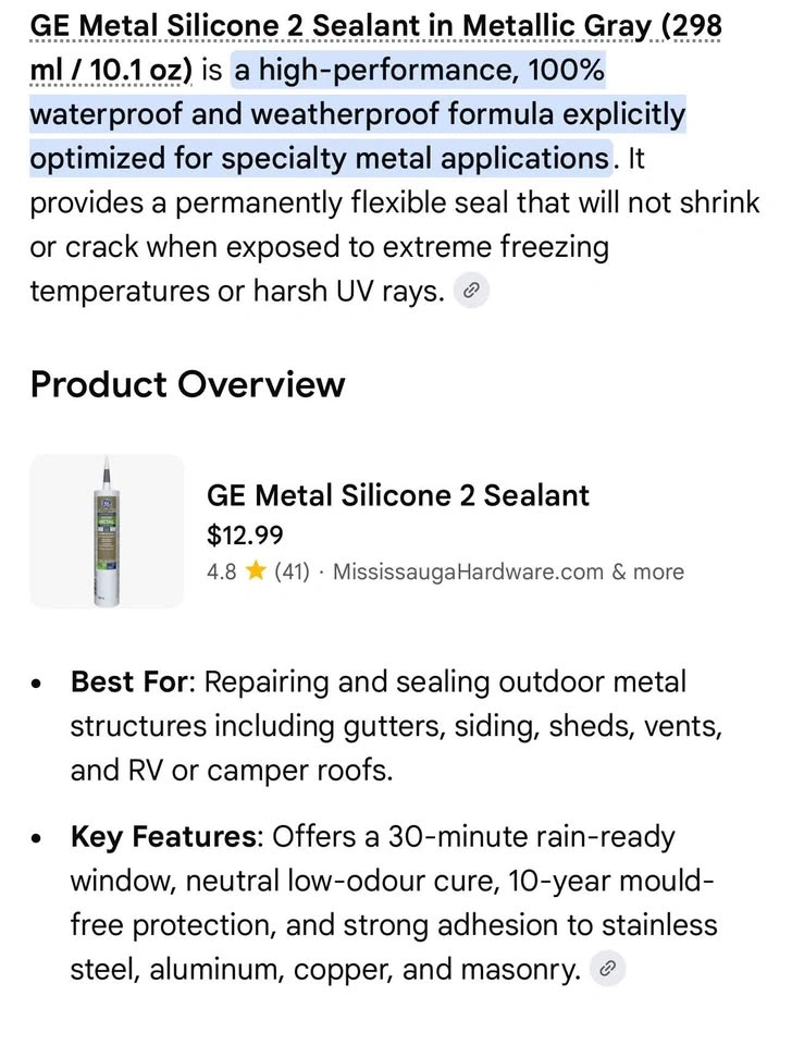 GE Silicone 2 Metal Sealant, Metallic Gray - 4 Tubes (298 ml) - photo 2