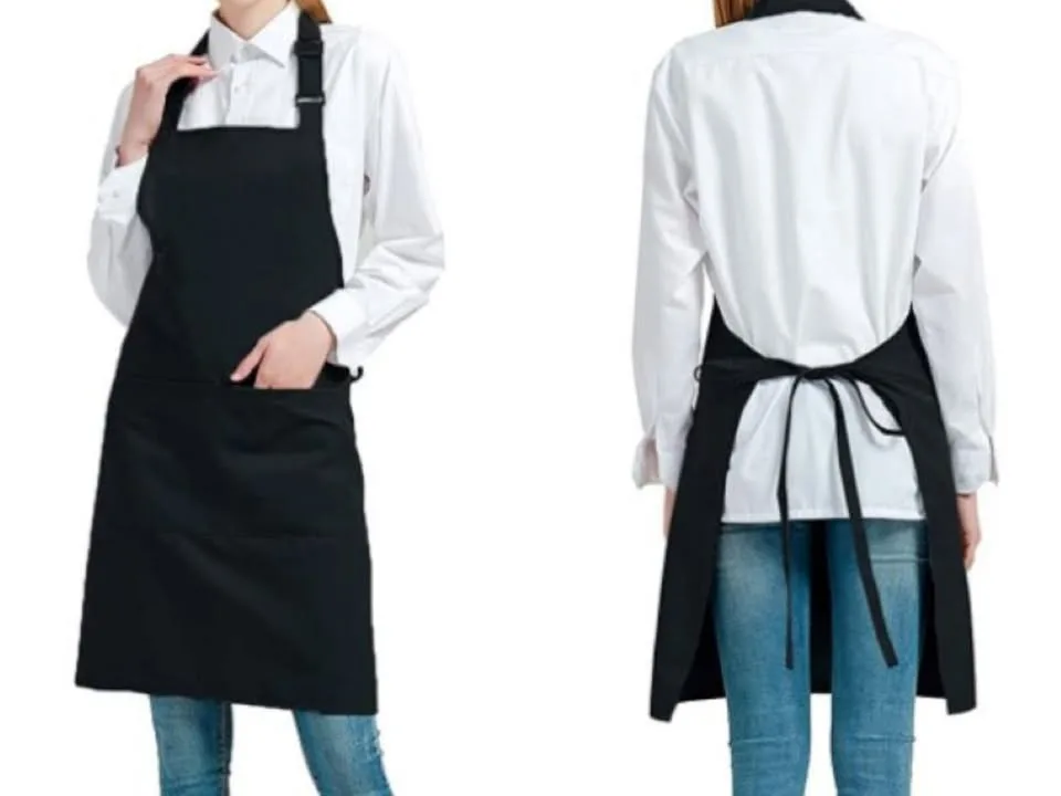 Adjustable Bib Apron with Pockets Kitchen Waterproof image indicator(3)