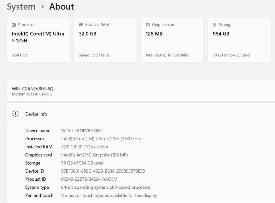 MSI Modern 15 H (Model C1MG) Laptop – Intel Core Ultra 7, 32GB R - photo 3