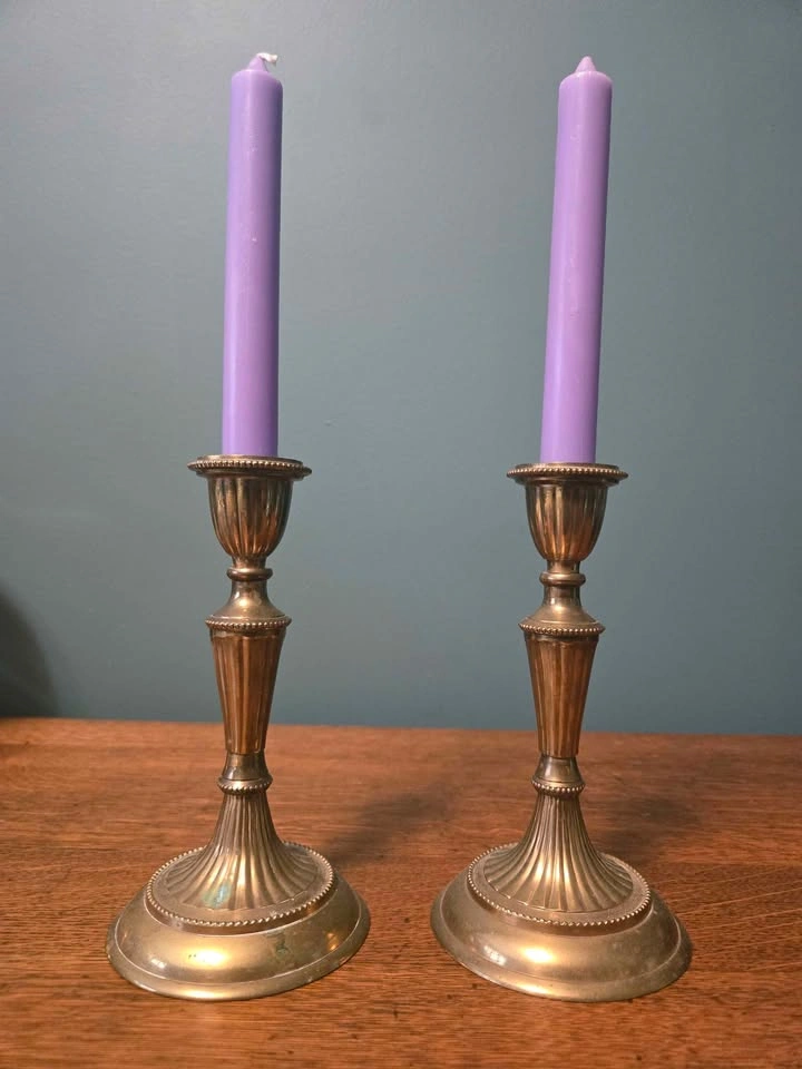 Pair of Solid Brass Candlesticks - photo 3