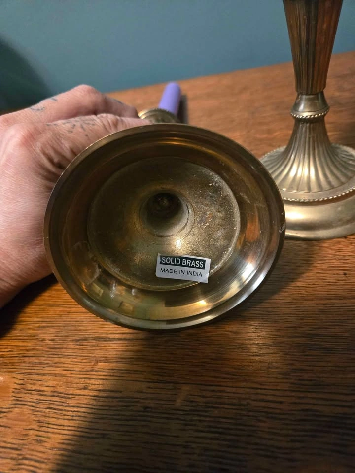 Pair of Solid Brass Candlesticks - photo 4