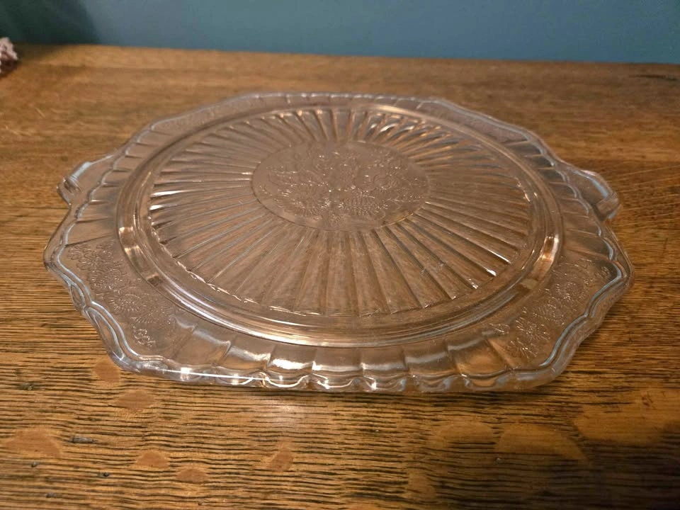 Vintage Pink Depression Glass Cherry Blossom Plate