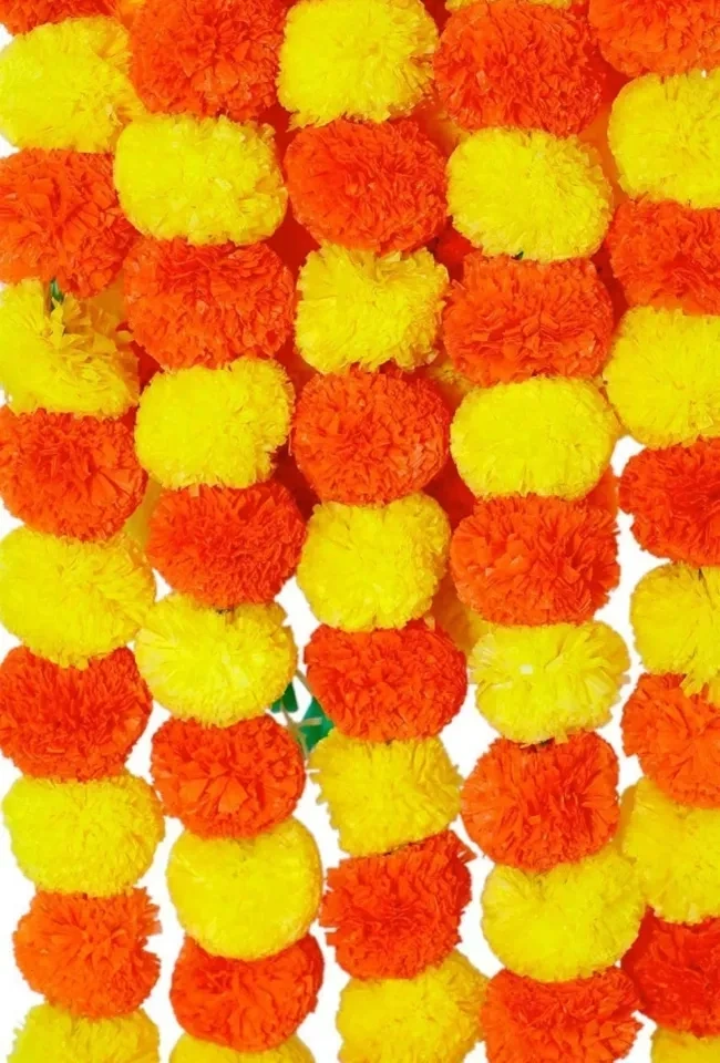 Artificial Marigold Garlands (5 ft) - Yellow, Orange and Mix - photo 2