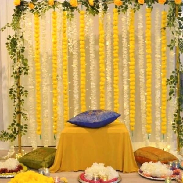 Artificial Marigold Garlands (5 ft) - Yellow, Orange and Mix - photo 3