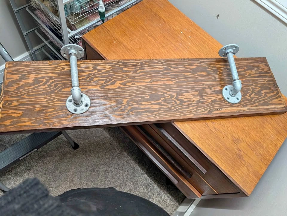 Industrial Pipe Wood Floating Shelf