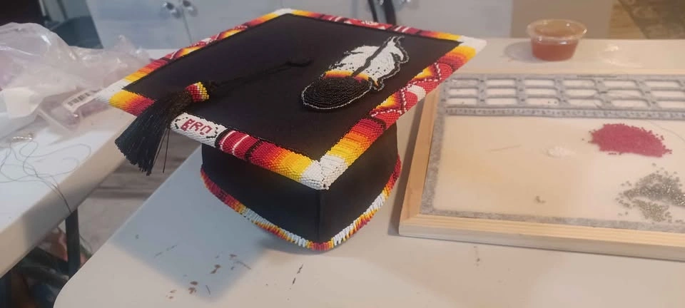 Hand beaded Indigenous grad caps - photo 3