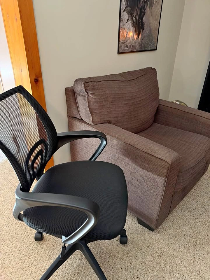 Brown Lounge Armchair + Mesh Office Chair Bundle
