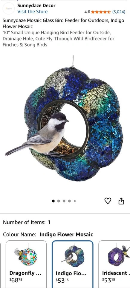 Sunnydaze Decor Mosaic Glass Bird Feeder - photo 4