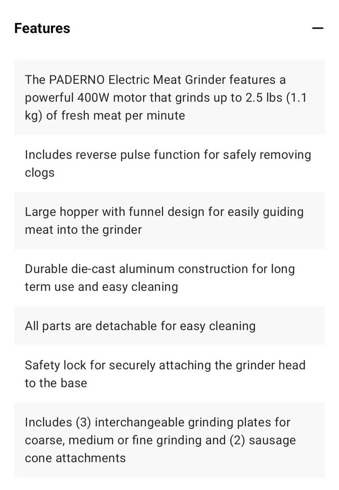 PADERNO Electric Meat Grinder - photo 2