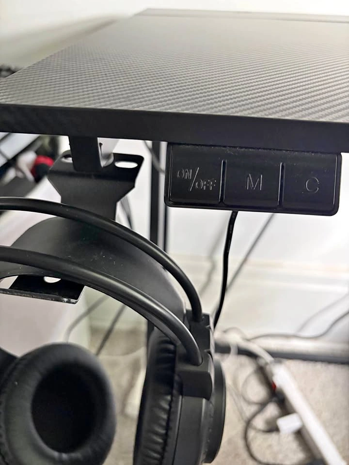 Carbon Fiber Gaming Desk with Power Outlets