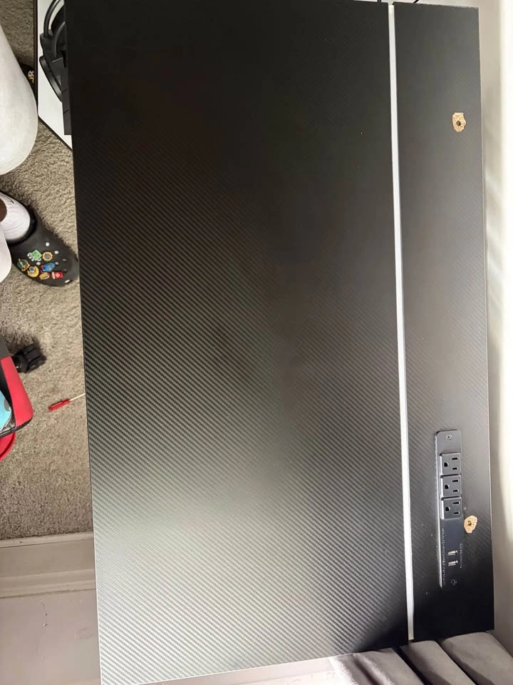 Carbon Fiber Gaming Desk with Power Outlets - photo 2