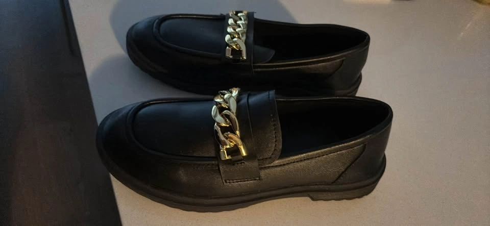 Black Chain Loafers Size 7.5 - photo 2