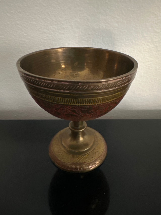 Vintage Brass Goblet. 3 inches tall.