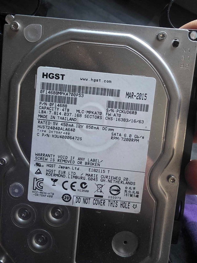 HGST 4TB 3.5 SATA Hard Drive