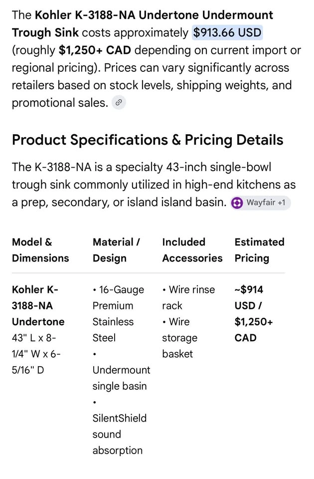 Kohler K-3188-NA Undertone Trough Sink - photo 2