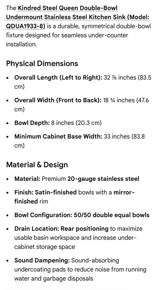 Kindred Steel Queen QDUA1933-8 Undermount Kitchen Sink - photo 2