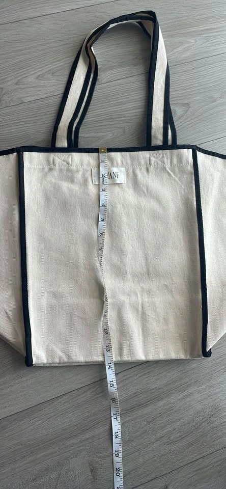 Sézane recycled cotton tote, ecru with black piping, new - photo 4