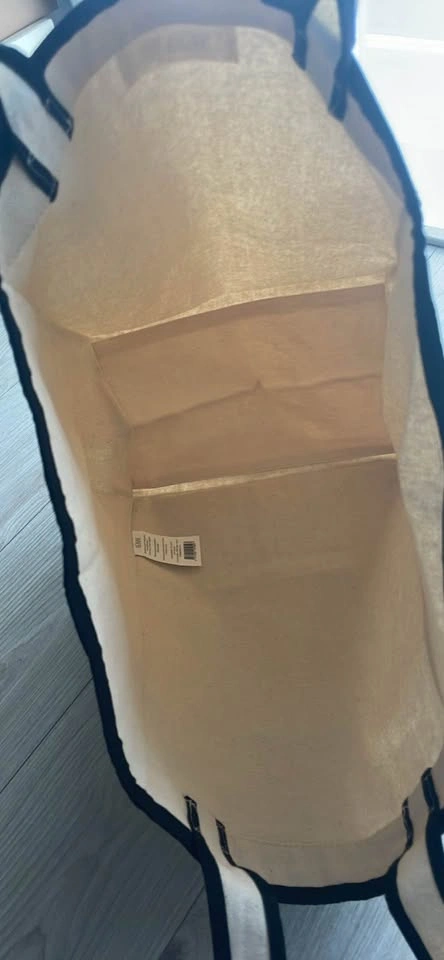 Sézane recycled cotton tote, ecru with black piping, new - photo 5