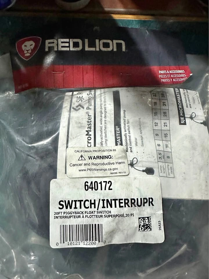 Red Lion 20ft Piggyback Float Switch