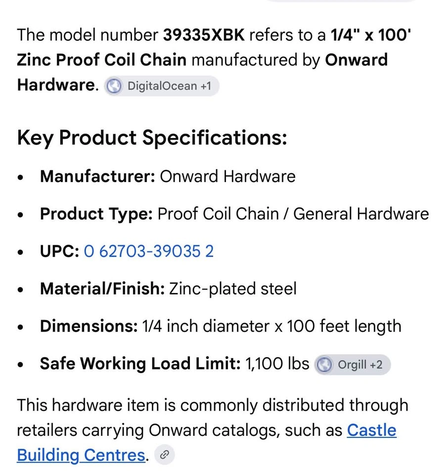 Onward Hardware 1/4" x 100' Zinc Proof Coil Chain Grade 30 - photo 3