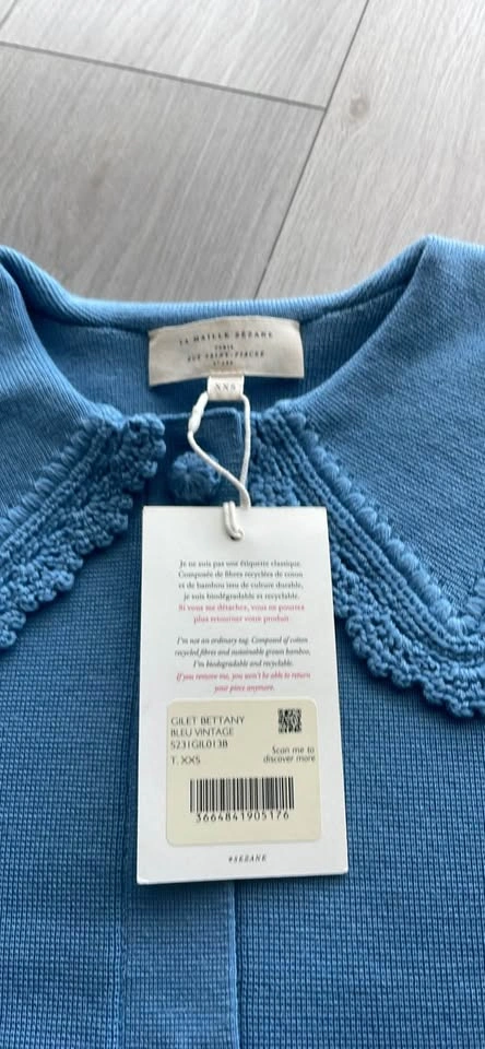 Sézane Bettany cardigan, XXS, blue vintage, NWT - photo 3