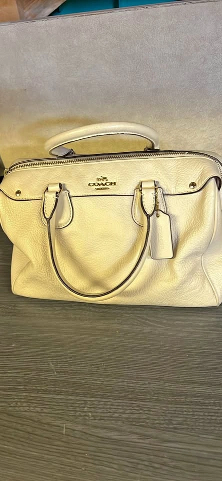 Coach Rowan Satchel in Cream Pebbled Leather