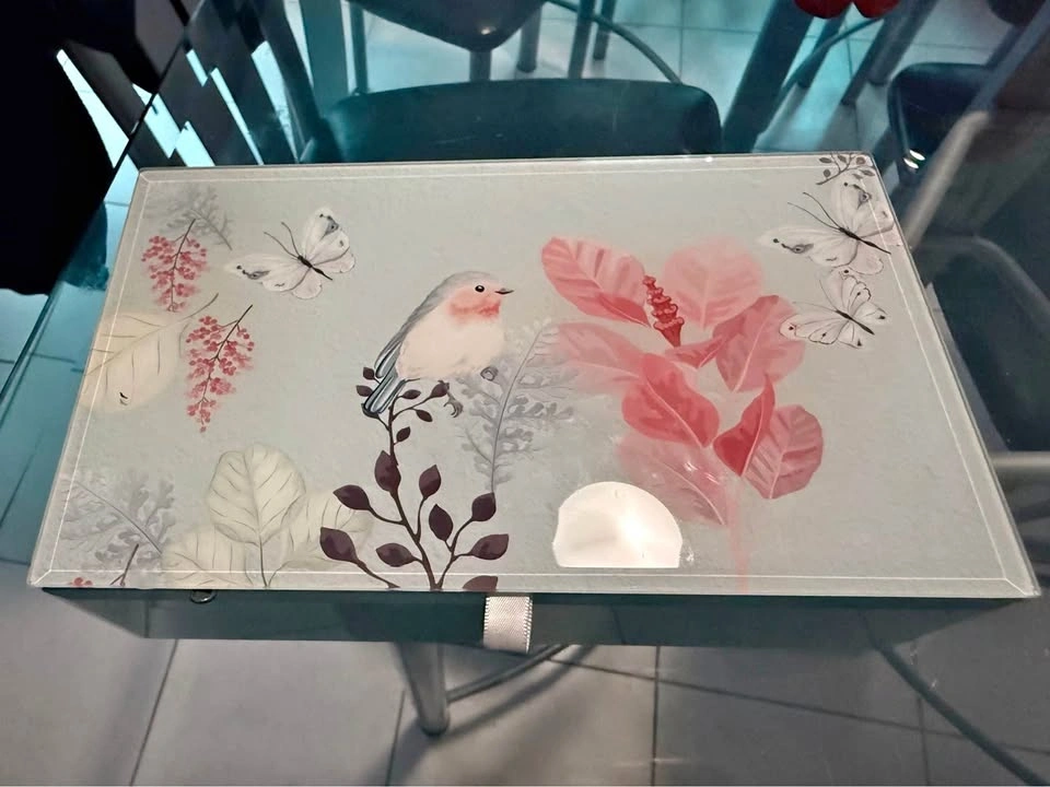 Glass Keepsake Box with Bird Design
