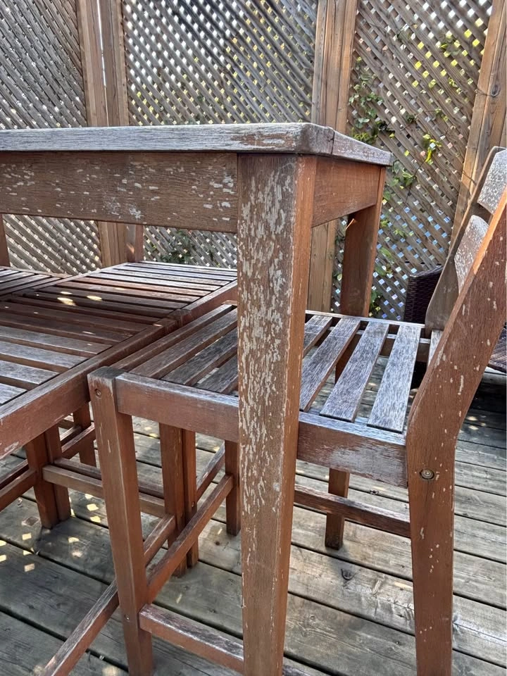 Wood patio table and four chairs - photo 2