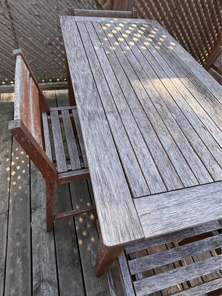 Wood patio table and four chairs - photo 3