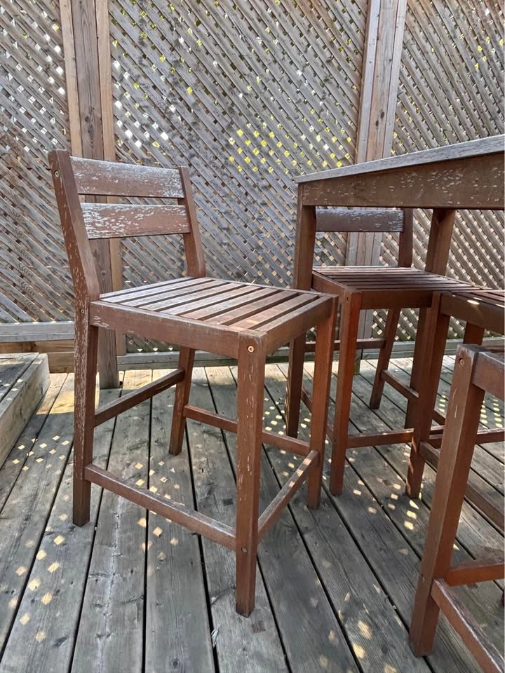 Wood patio table and four chairs - photo 4