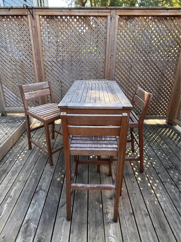 Wood patio table and four chairs - photo 5