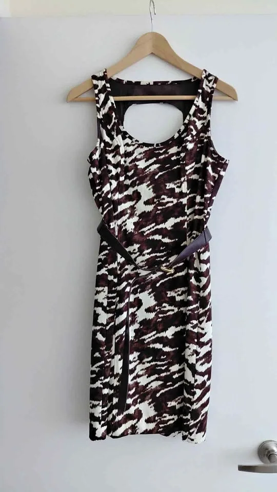 Michael Kors Sleeveless Abstract Animal Print Sheath Dress