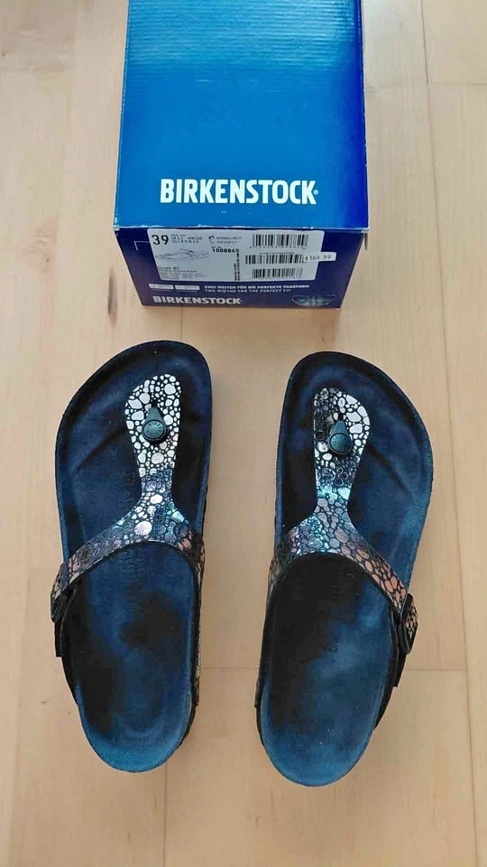 BRAND NEW Birkenstock Gizeh BS Metallic Stones Black Sandals Siz