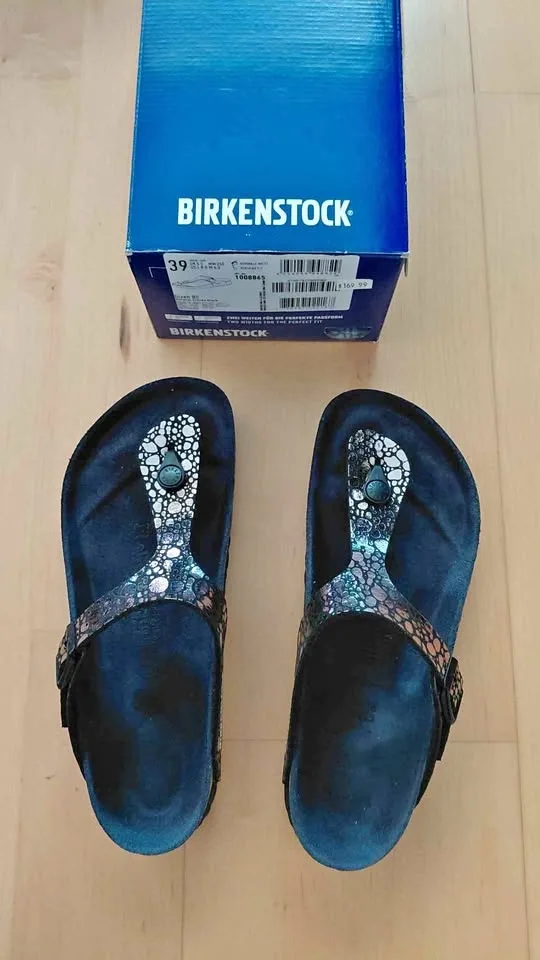BRAND NEW Birkenstock Gizeh BS Metallic Stones Black Sandals Siz