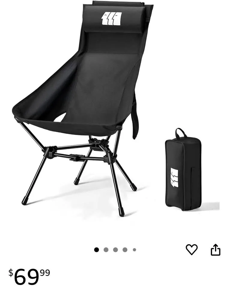 High Back Folding Camping Chair with Headrest thumbnail
