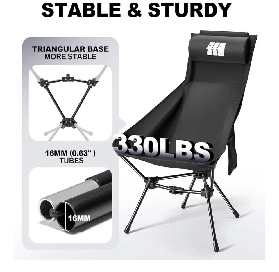 High Back Folding Camping Chair with Headrest image indicator(3)