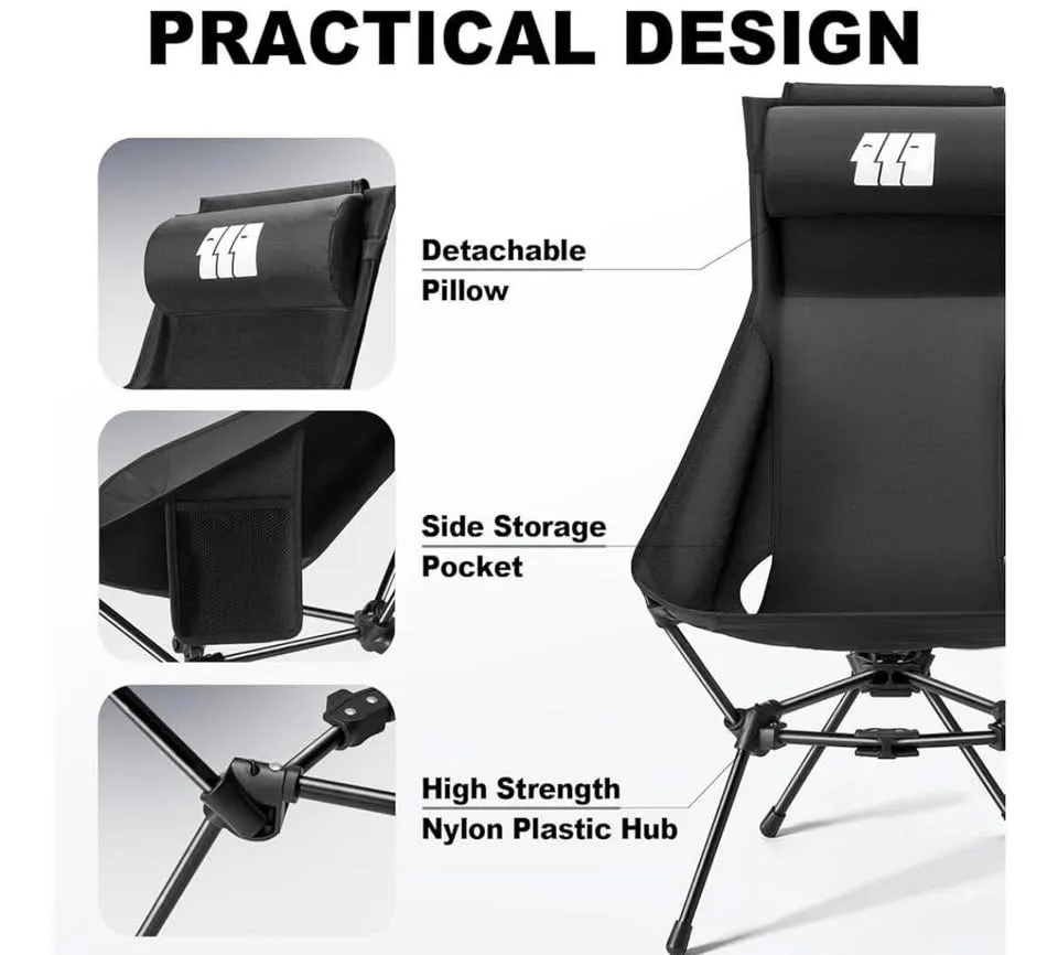 High Back Folding Camping Chair with Headrest image indicator(4)