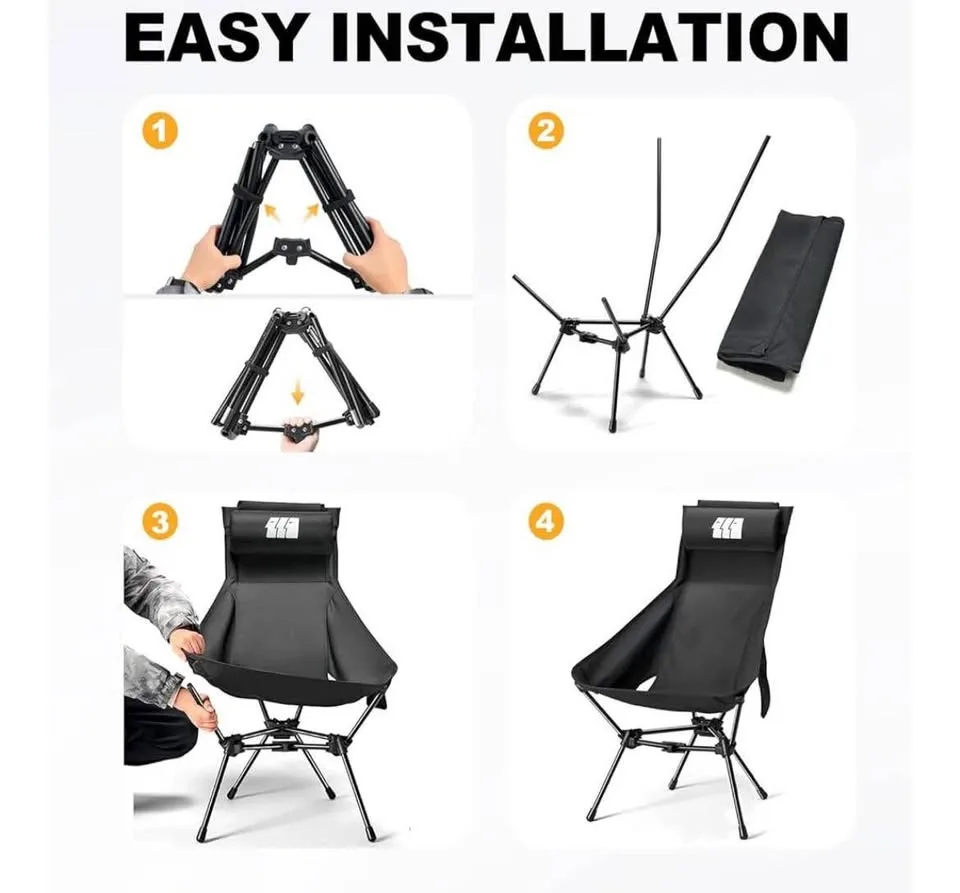 High Back Folding Camping Chair with Headrest image indicator(5)