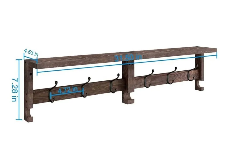 VERTORGAN Coat Hooks, Wood Rack Wall-Mounted image indicator(2)