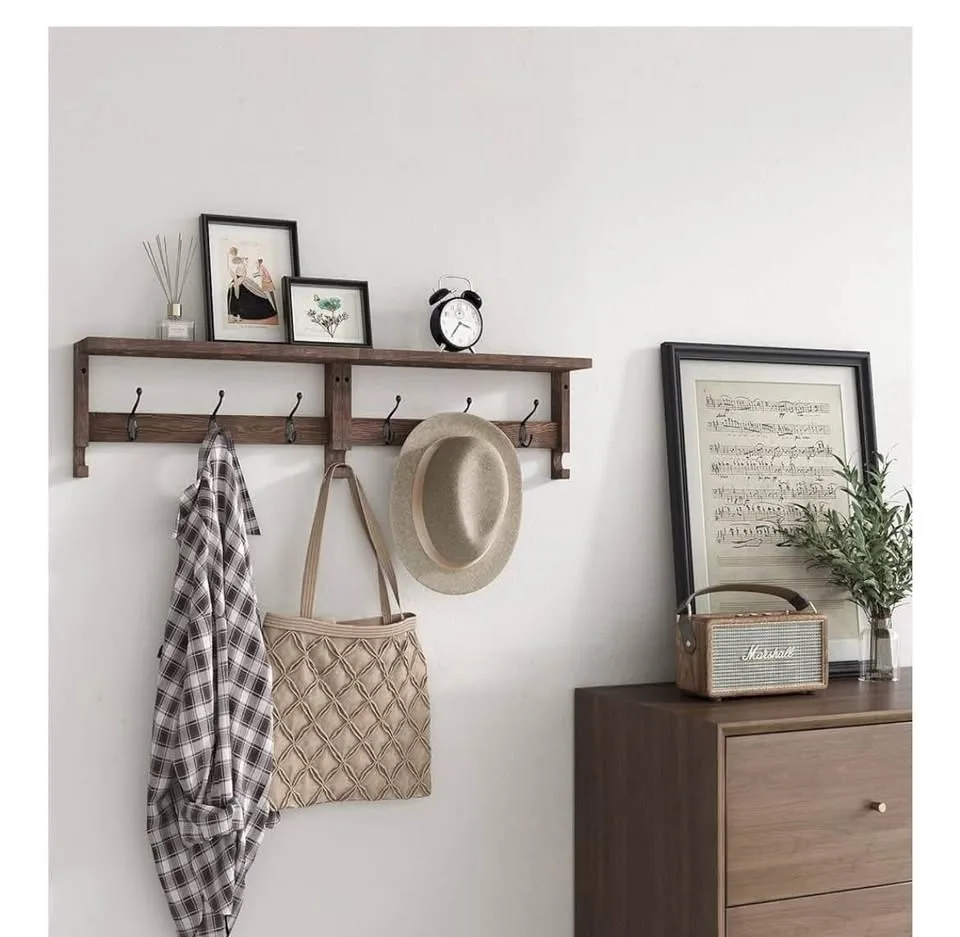 VERTORGAN Coat Hooks, Wood Rack Wall-Mounted image indicator(4)