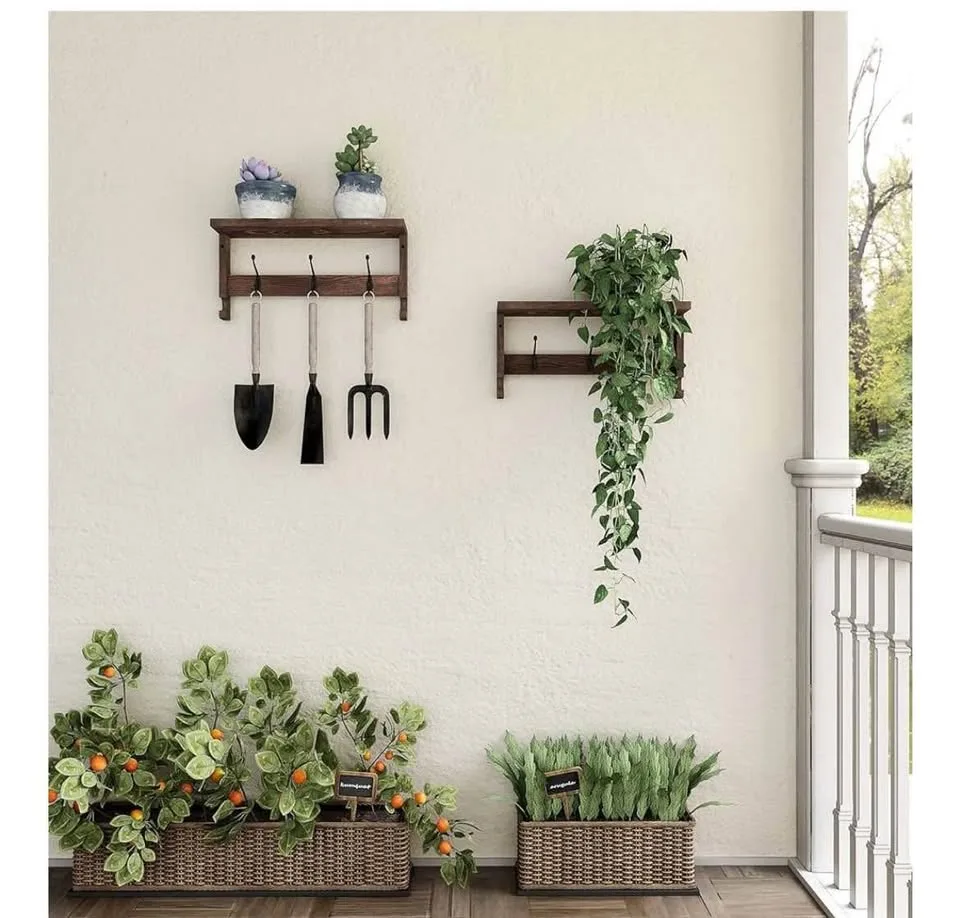 VERTORGAN Coat Hooks, Wood Rack Wall-Mounted image indicator(6)